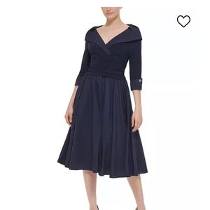 Jessica Howard, sz 14, 3/4 sleeve, Navy, Fit+Flare, portrait collar Dress
